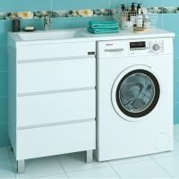 Тумба под раковину СаНта Марс-56 700220 над стиральной машиной, напольная (ум.Лидер 1202 литой мрамор)