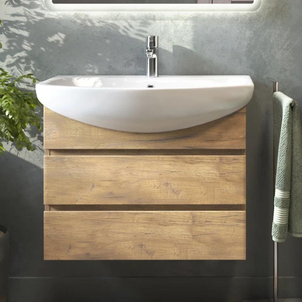 Тумба под раковину подвесная VIGO Wing tp.WIN.BAL.70.2Y дуб золотой, 70 см, артикул tp.WIN.BAL.70.2Y дуб золотой