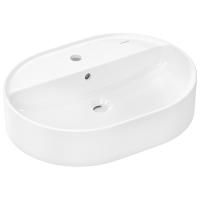 Раковина, Hansgrohe, Xuniva U, ширина, мм-600, глубина, мм-450, высота, мм-145, тип установки-накладной (настольный), отверстия для смесителя-1, с переливом, материал-керамика, крепления в комплекте, цвет-белый