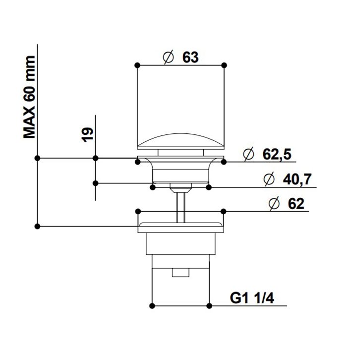Bongio Complements Донный клапан clic-clac  1.1/4, цвет золото