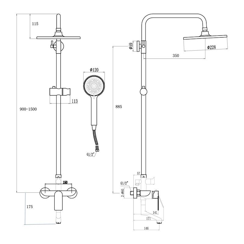 Душевая система Fmark FS8845H, черный