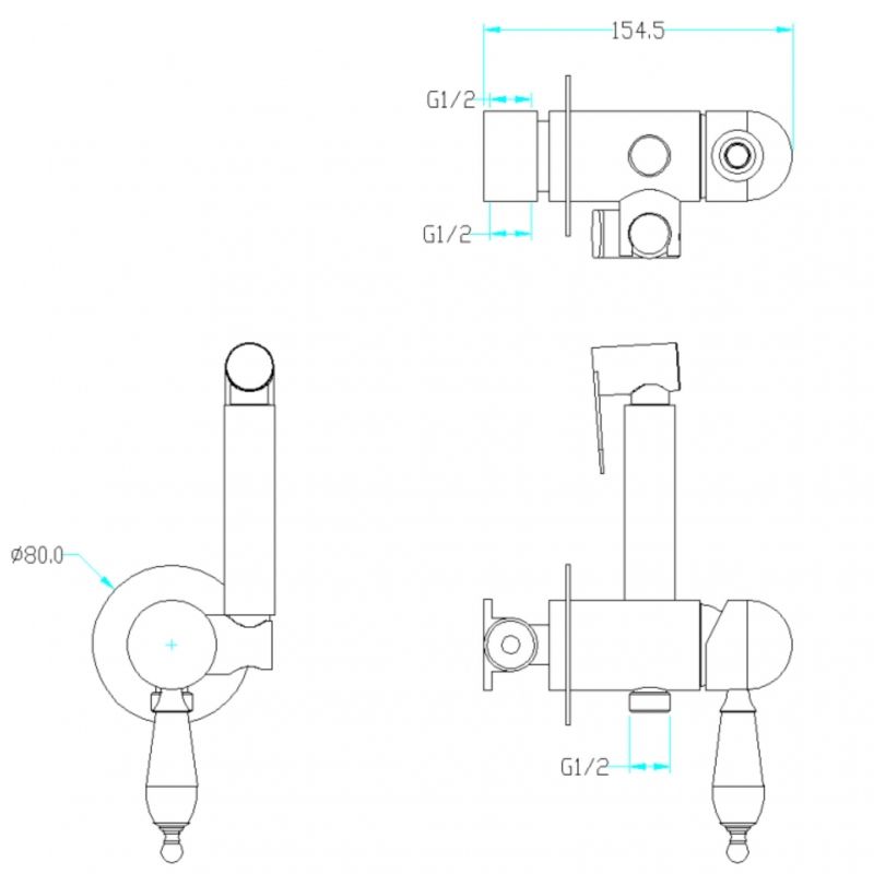 Гигиеническая лейка со смесителем IMPERIALE 435