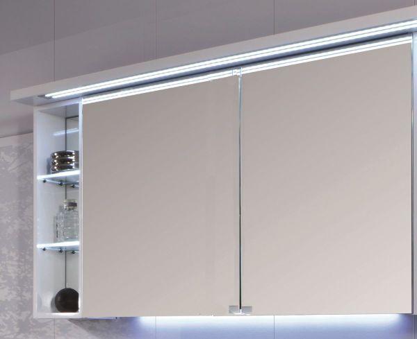 Puris Crescendo, зеркальный шкаф (2 двери) c LED подсветкой 900 мм левый, цвет дуб светлый