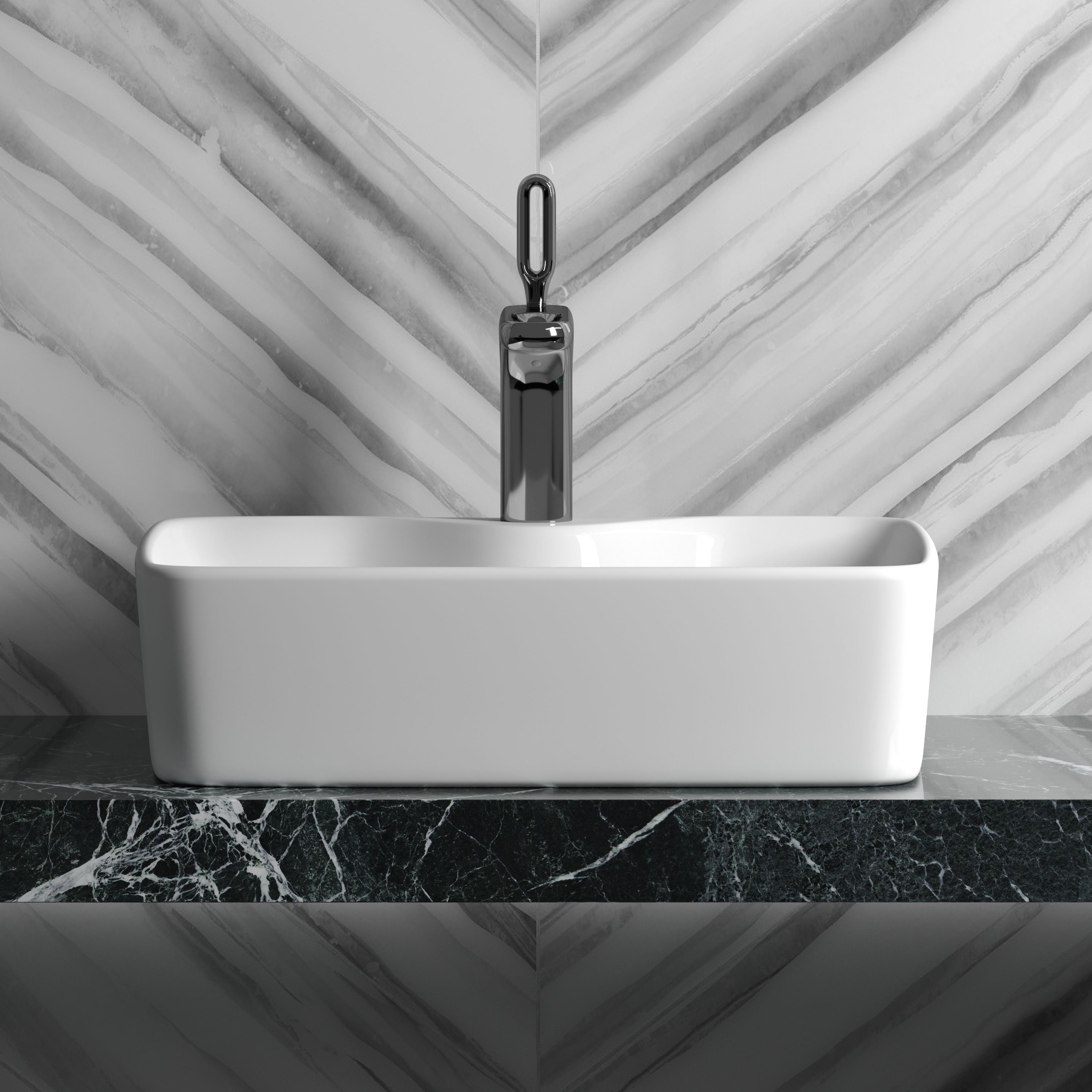 Умывальник чаша накладная прямоугольная Element 480*370*130мм CN6033