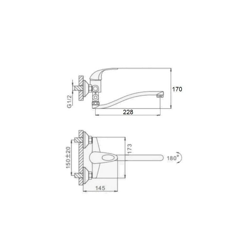Смеситель для ванны D-Lin D140410, хром