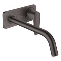 AX Citterio M Смеситель для раковины однорычажный с панелью и изливом 227 мм, настенный монтаж, цвет Шлифованный черный хром AX Citterio M Смеситель для раковины однорычажный с панелью и изливом 227 мм, настенный монтаж, цвет Шлифованный черный хром