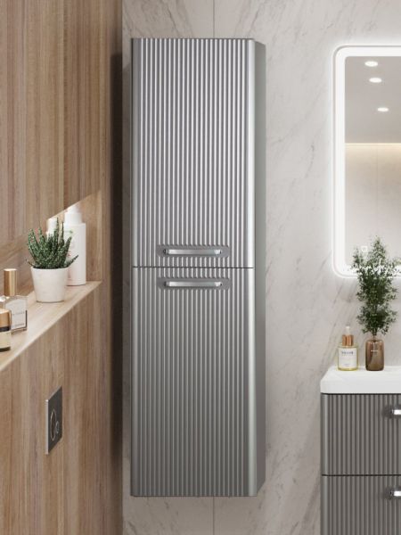 DUE Шкаф подвесной с двумя распашными дверцами с доводчиками, с двумя полками, универсальный, Bianco Lucido, 400x300x1500, DUE-1500-2A-SC-BL-P