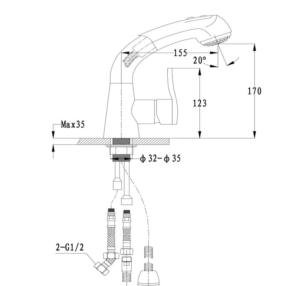 Смеситель для кухни с выдвижным изливом и режимом душ GranFest 3773, черный