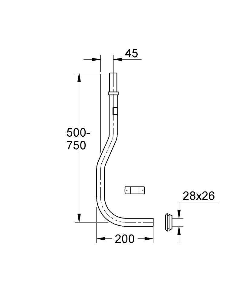 Сливная трубка для смывного устройства для унитаза GROHE, хром (37112000) Сливная трубка для смывного устройства для унитаза GROHE, хром (37112000)