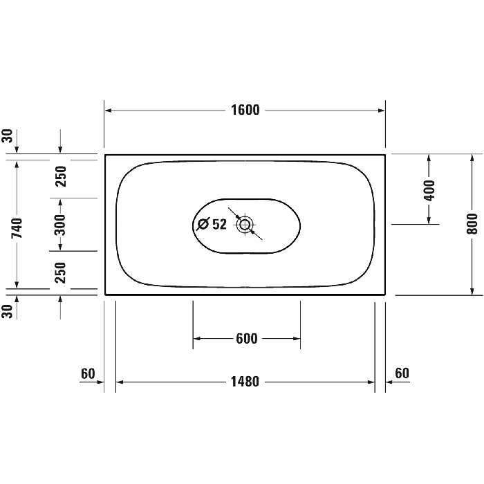 Duravit XViu Ванна отдельностоящая 1600х800мм, акриловая бесшовная панель, слив-перелив,, цвет: champagne matt