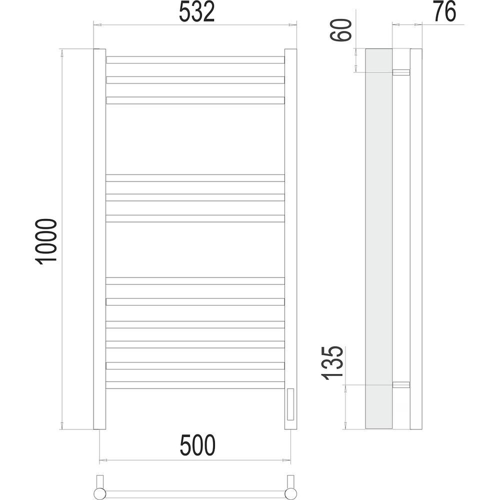 Полотенцесушитель электрический Terminus Аврора П12 50х100, артикул 4670078527226