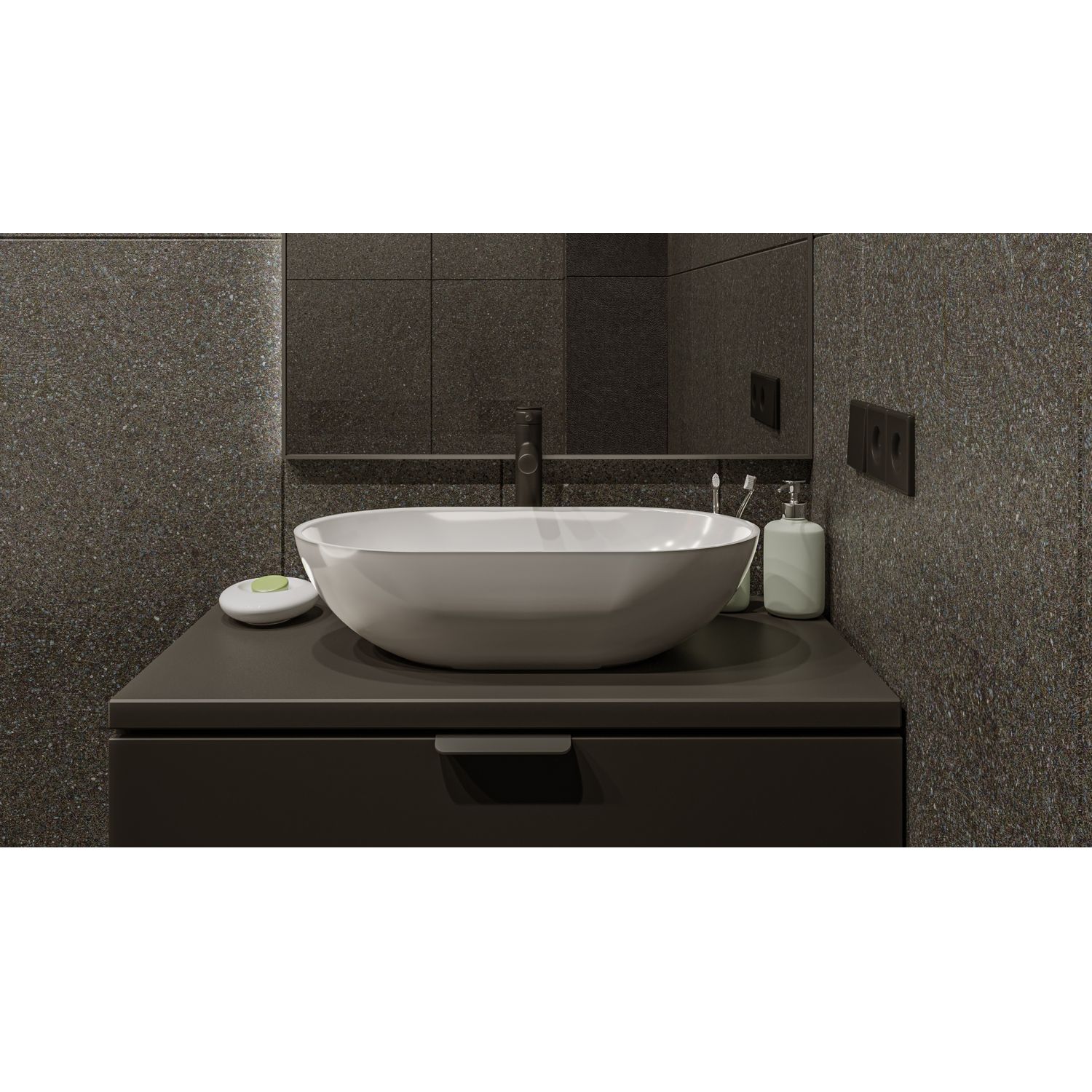 Умывальник WHITECROSS Amber 60x35 (белый глянец) иск. камень