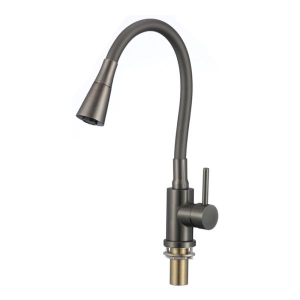 Смеситель для кухни с гибким изливом и режимом душ Savol S-3002QM-06, графит