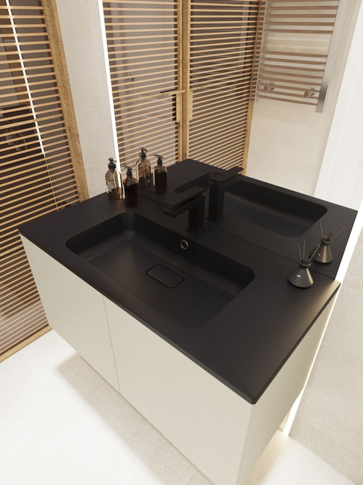 Раковина Florentina Палермо 100 см 10.230.01000.302, антрацит, артикул 10.230.01000.302