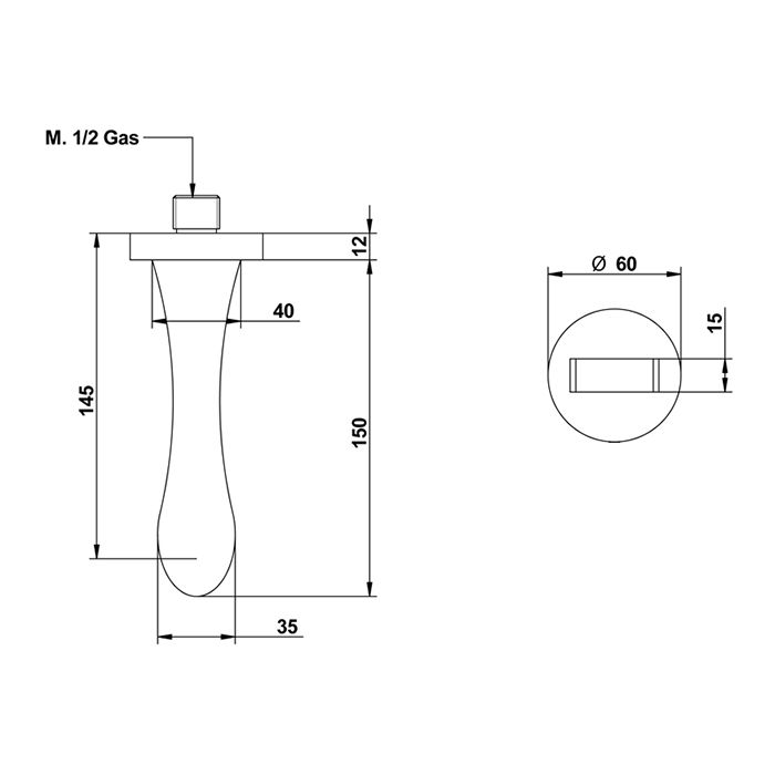 Bongio O'Clock Green Встраиваемый излив 160 мм, цвет хром