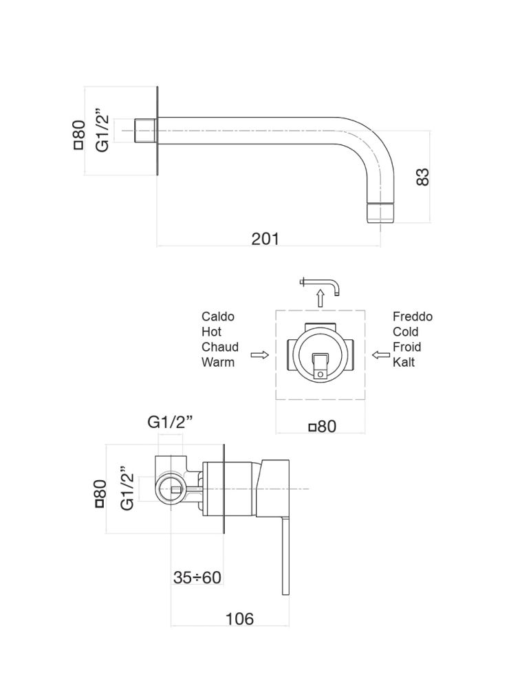 Смеситель для раковины Fiore KALOS 76CR7427, хром, артикул 76CR7427