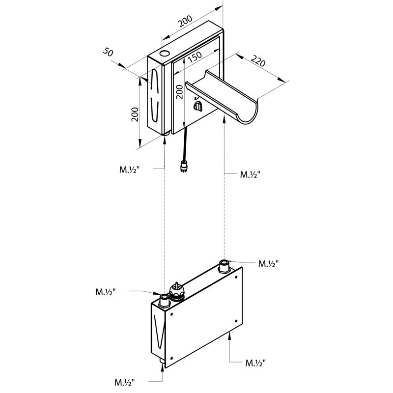 Bongio Elettronici Встраиваемый сенсорный смеситель для раковины, излив 220 мм, цвет хром
