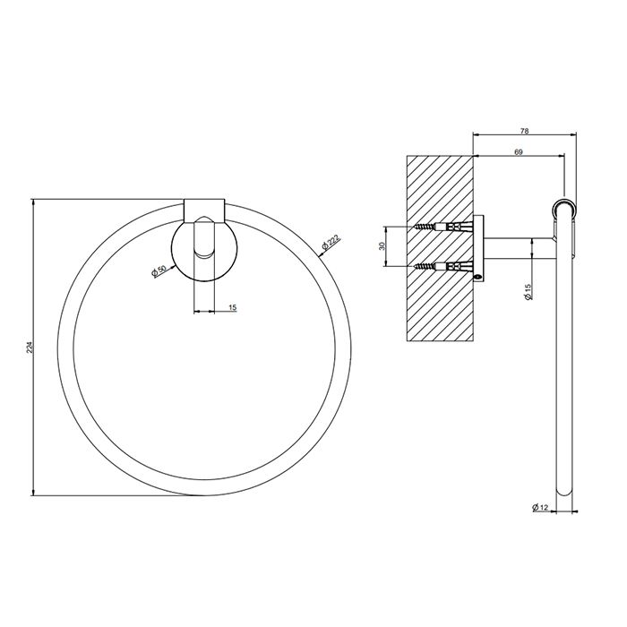 Gessi Tondo Полотенцедержатель-кольцо, цвет: Copper PVD