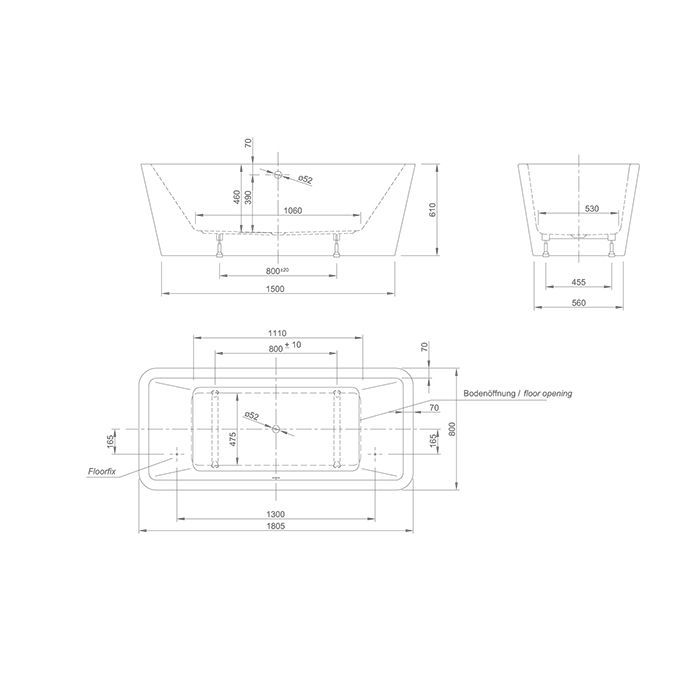 KNIEF Слив перелив щелевой с системой Click-Clack, с гибким шлангом и горизонтальным отводом, цвет черный матовый (смонтирован на ванне)
