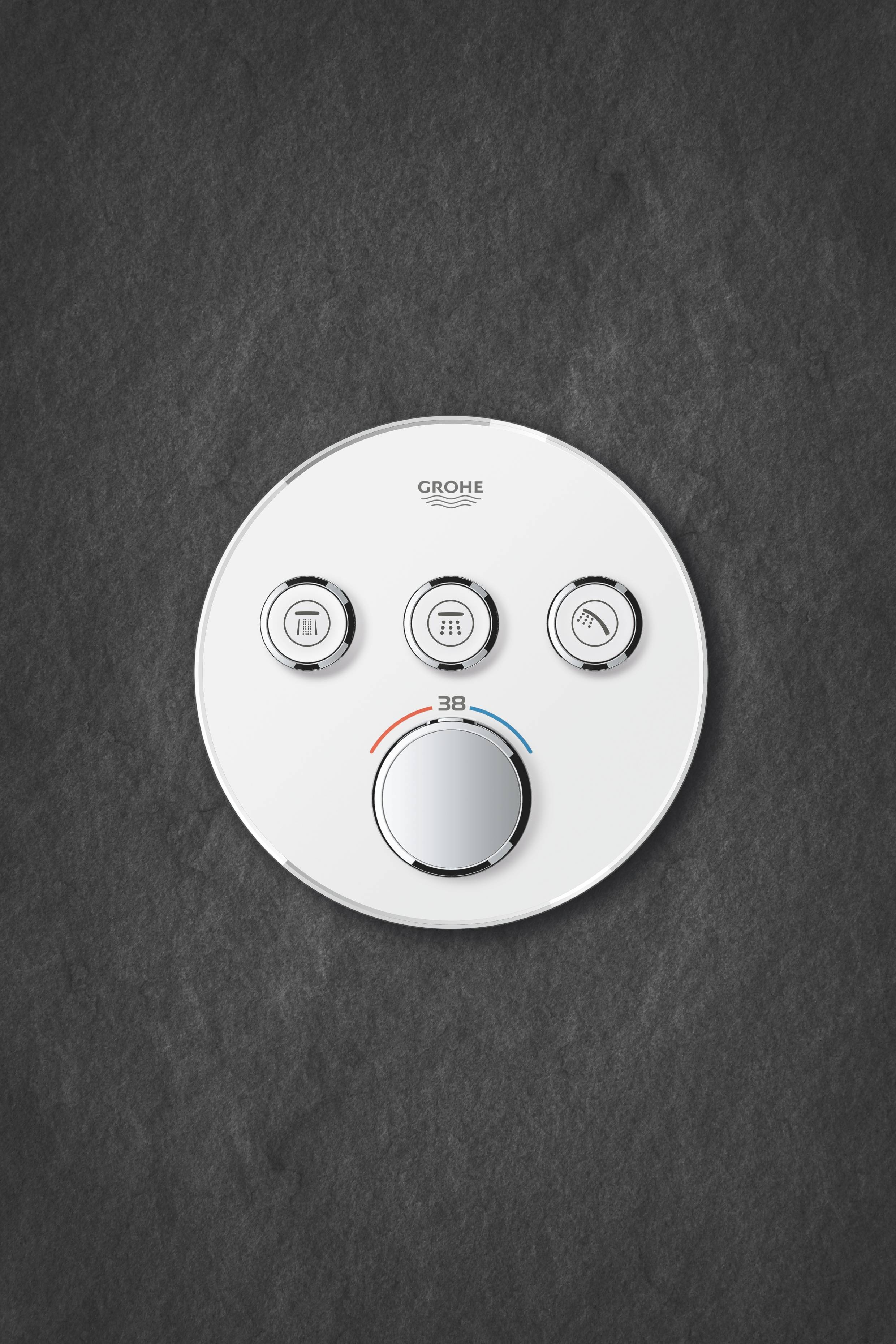 Внешняя часть термостатического смесителя на 3 выхода GROHE Grohtherm SmartControl, белая луна (29904LS0)