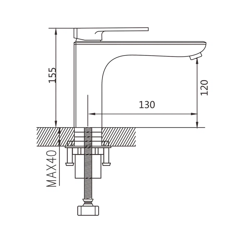 Смеситель для раковины Shevanik S8501T, оружейная сталь
