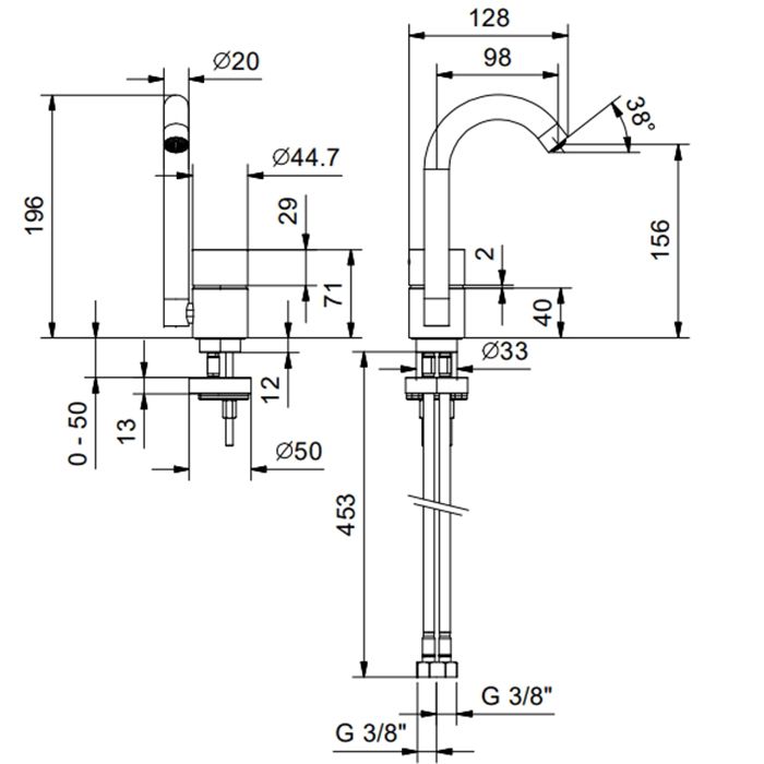 FANTINI AA/27 Смеситель для раковины на 1 отверстие, однорычажный, без донного клапана, цвет Matt Gun Metal PVD