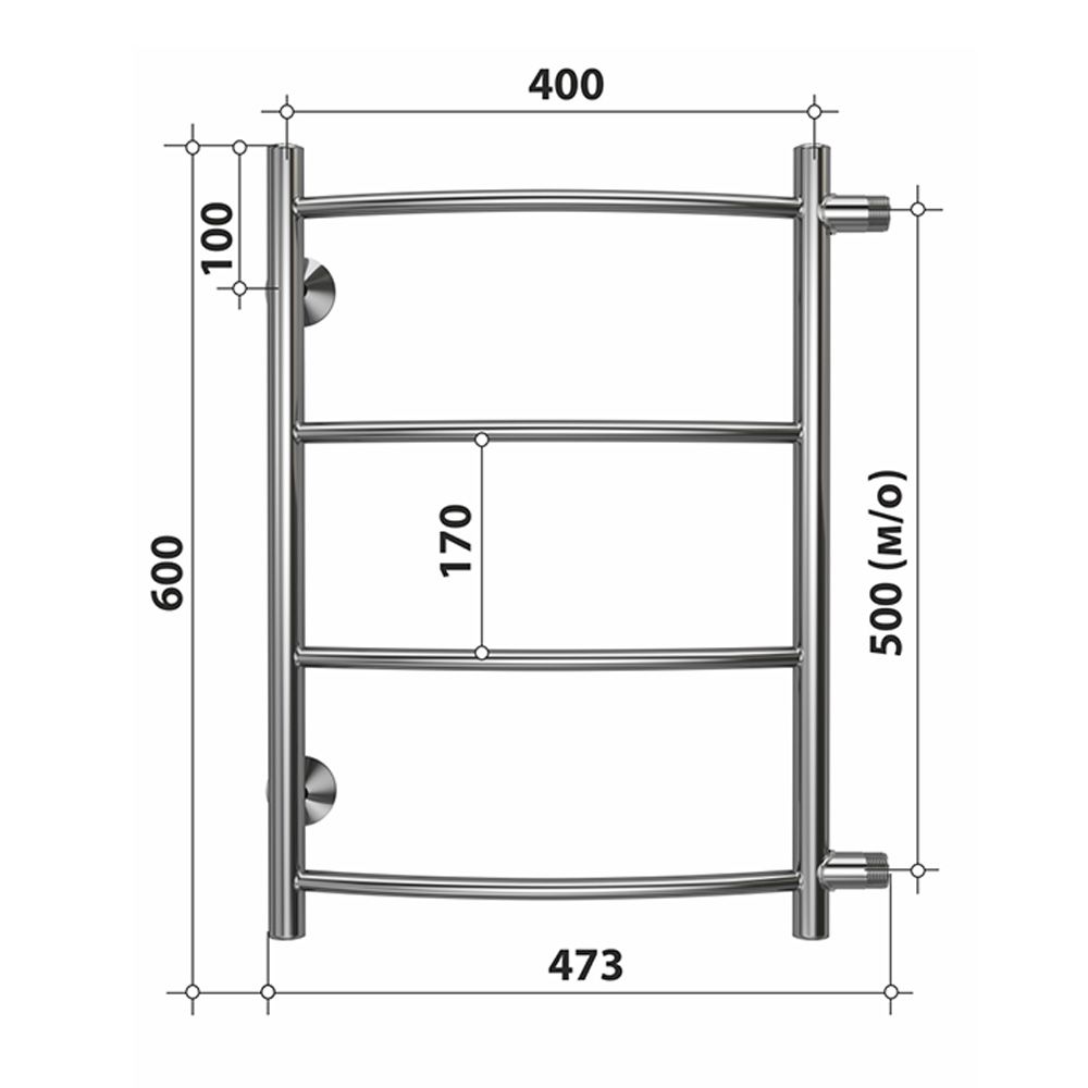 Полотенцесушитель водяной (боковое подключение) Stelmix 60x40 см, дуга