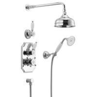 HUBER Victorian Комплект:термостат c запорным вентилем, перекл, верхний душ d200 мм, ручной душ на держателе, цвет хром