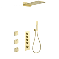 Душевая система с термостатом встраиваемая WONZON & WOGHAND, Брашированное золото (WW-D4100-BG)