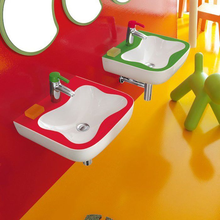 LAUFEN Florakids Раковина подвесная 450х410х140 мм,с 1 отв под смеситель, цвет белый/зеленый