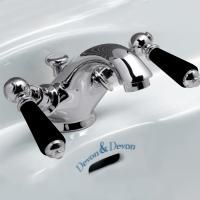 Devon Black Dandy Смеситель для раковины на 1 отв., с донным клапаном, c ручками черными, цвет: хром