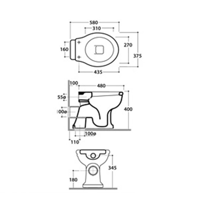 GLOBO Paestum Унитаз напольный (не пристенный) 58*37,5см, слив в пол, с комплектом креплений, цвет: белый
