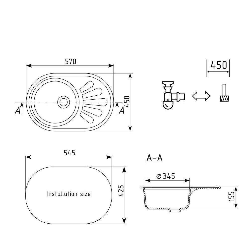 Кухонная мойка Ulgran U-107м-310, серый, артикул U-107m-310