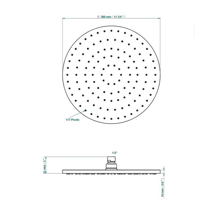 THG AMBOISE LAPIS LAZULI Держатель верхнего душа 450 мм., настенный монтаж, цвет полированное золото