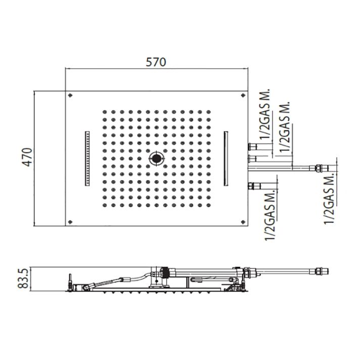BOSSINI DREAM/4 Верхний душ 570 x 470 mm, 4 режима (дождь, каскад, водопад моноструя), цвет: золото BOSSINI DREAM/4 Верхний душ 570 x 470 mm, 4 режима (дождь, каскад, водопад моноструя), цвет: золото