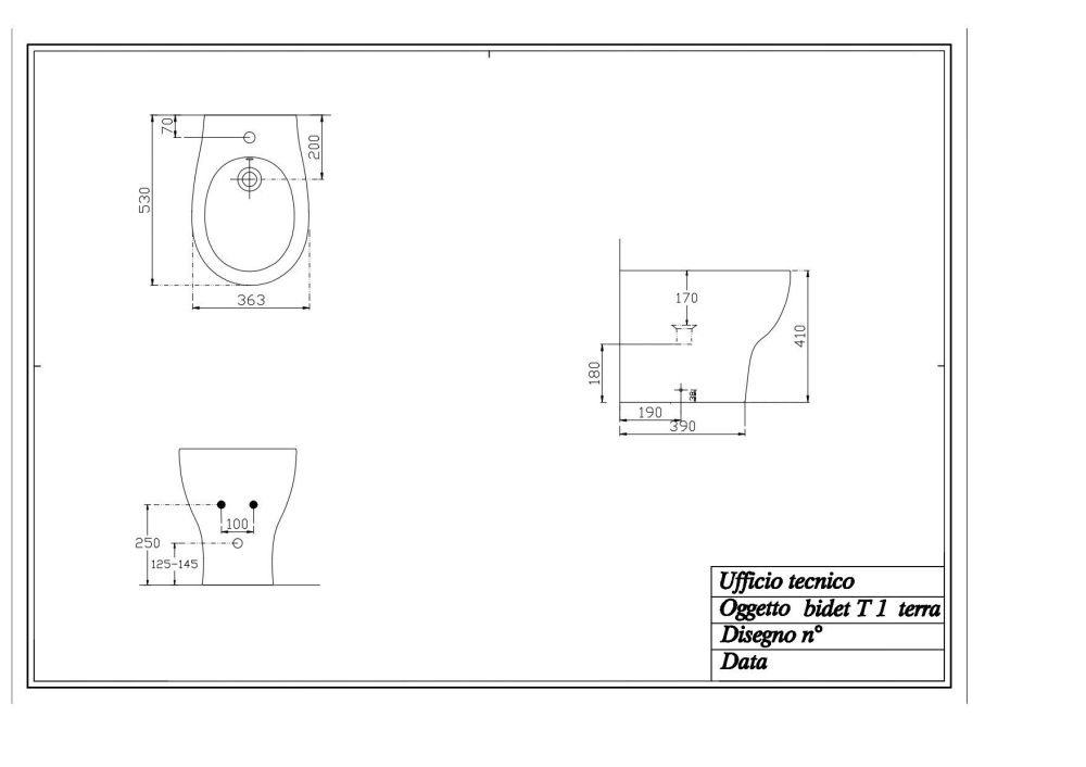 Disegno ceramica Touch1, напольное биде 53x36,3хh41, цвет белый глянцевый, артикул T100600101
