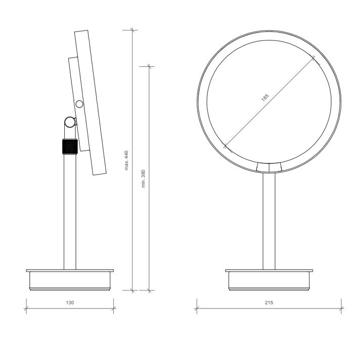 Decor Walther Round Just Look SR Косметическое зеркало 21.5x44см, настольное, увел. 5x, подсветка LED, цвет: хром, артикул 0121900