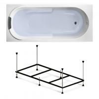 Комплект 3 в 1 Lavinia Boho Bristol S1-3502007P, акриловая ванна 170x75 см, металлический каркас с монтажным набором, мягкий силиконовый подголовник