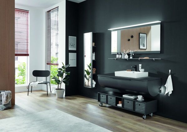 Комплект мебели Puris Rounds, 1220 мм, накладная раковина, цвет серый космос матовый