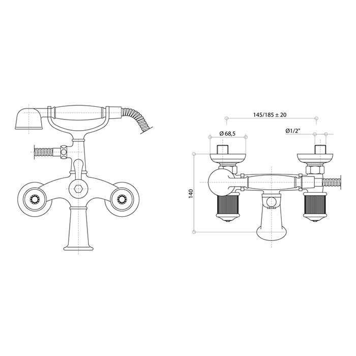 Bongio Impero Смеситель для ванны с ручным душем, цвет золото/Blue and Red Swarovski