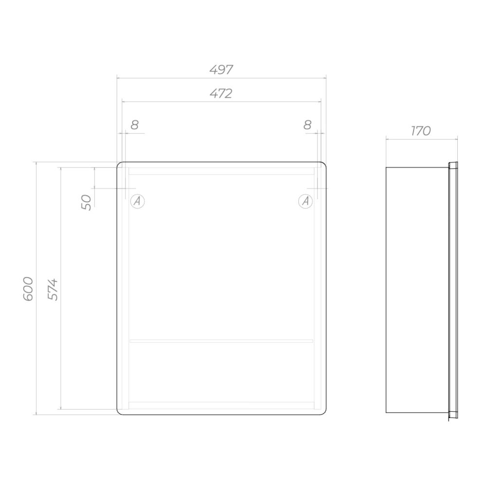 Зеркальный шкаф VIGO Geometry Step 500 с зеркалом (455), артикул 455
