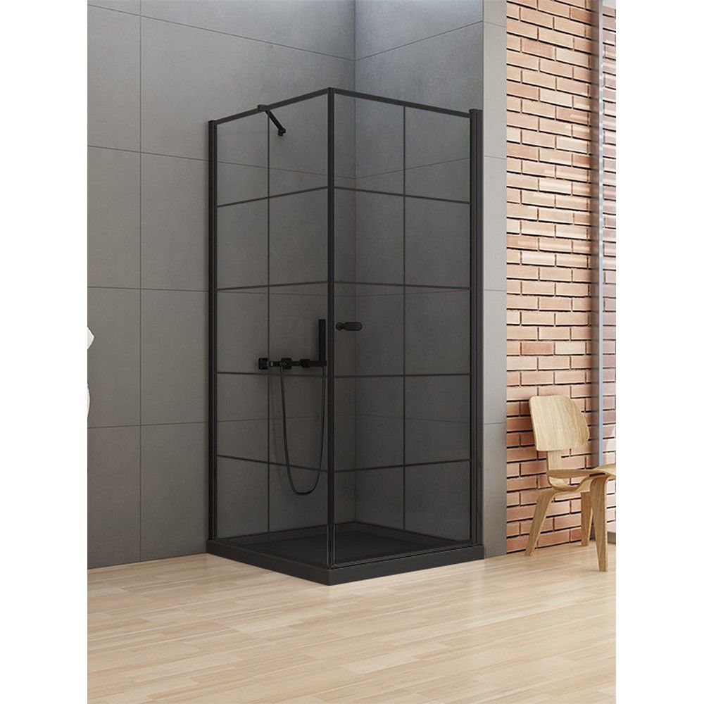 Душевое ограждение NEW TRENDY NEW SOLEO BLACK R 90x90x195 D-0285A/D-0121B (черный)