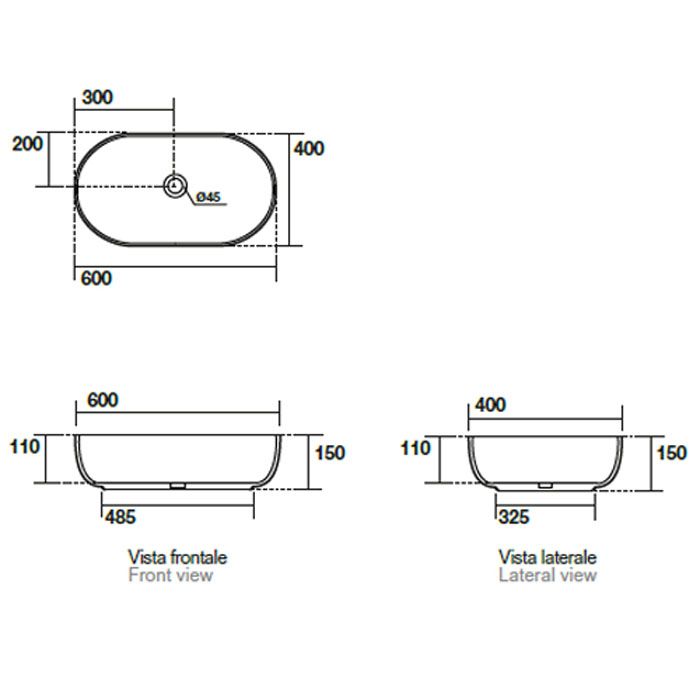 Kerasan Nolita Раковина накладная 60х40 см, без отв под смеситель, цвет Бургундский матовый