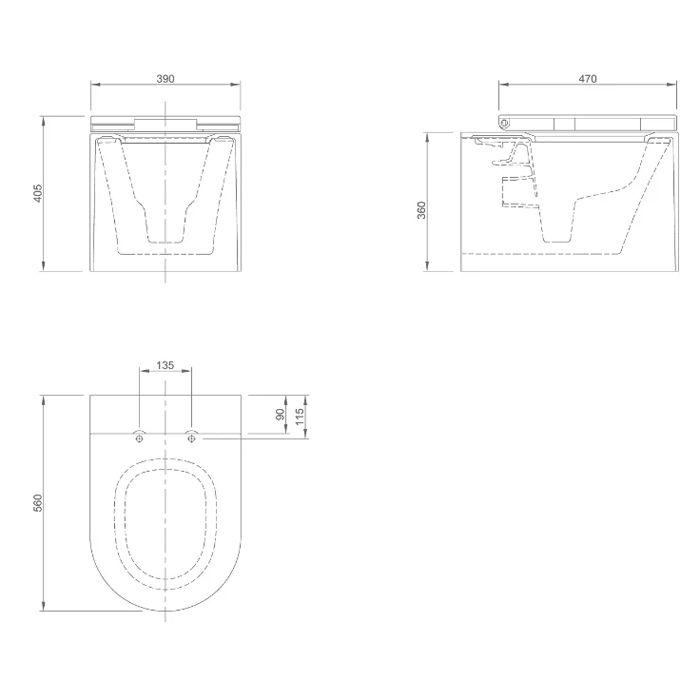 KNIEF Glow Унитаз подвесной безободковый 52x 39 x36 cm с крышкой микролифт, цвет белый матовый