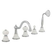 OLIVIA См-ль на борт ванны, на 5 отв., излив "змейка", бел./хром