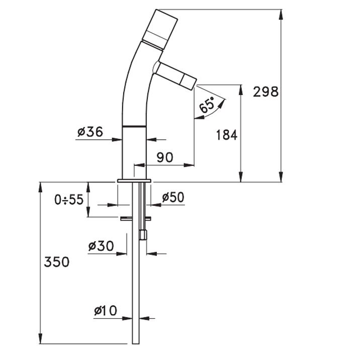 Stella Bamboo Смеситель для накладной раковины на 1 отверстие 3222HP120, цвет: хром