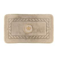 Коврик для ванной комнаты 70х140 см. вышивка логотип КОРОНА, капучино, окантовка золото