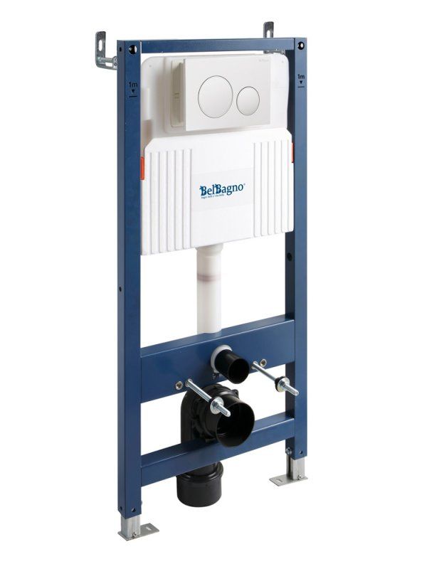 Инсталляция BELBAGNO для подвесного унитаза в комплекте с кнопкой смыва BB-101-M-BC, артикул BB-101-M-BC