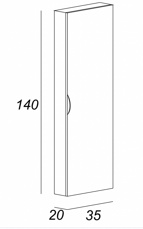 Колонна для ванной комнаты без зеркала реверсивная CEZARES