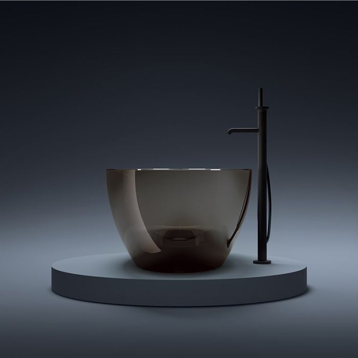 GRUPPO TREESSE CAMELIA Ванна отдельностоящая 1800х850х500 мм.,без перелива, объем 300л, сифон, цвет и материал SMOKEY TRANSPARENT RESIN